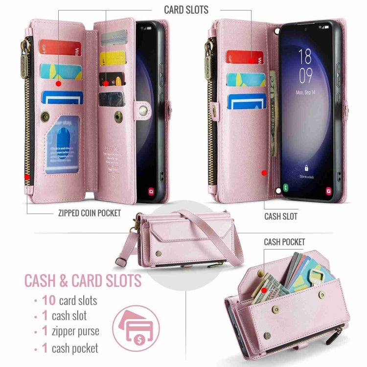 For Samsung Galaxy S23+ 5G CaseMe C36 Card Slots Zipper Wallet RFID Anti-theft Leather Phone Case