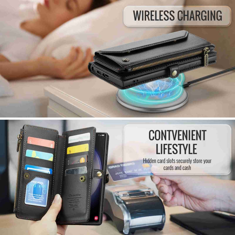 For Samsung Galaxy S23 Ultra 5G CaseMe C36 Card Slots Zipper Wallet RFID Anti-theft Leather Phone Case