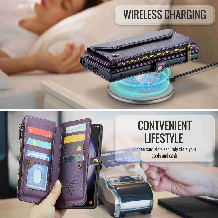 For Samsung Galaxy S23 Ultra 5G CaseMe C36 Card Slots Zipper Wallet RFID Anti-theft Leather Phone Case