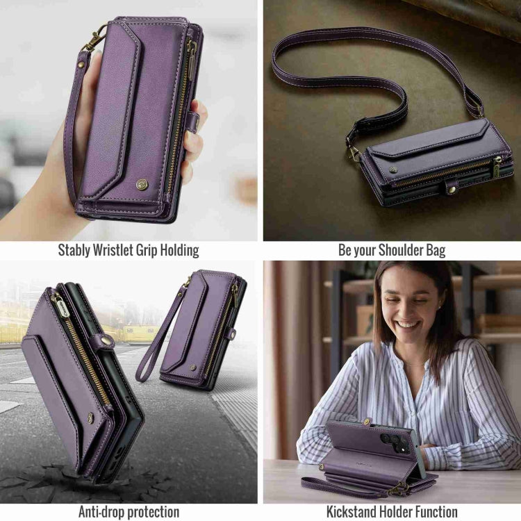For Samsung Galaxy S23 Ultra 5G CaseMe C36 Card Slots Zipper Wallet RFID Anti-theft Leather Phone Case