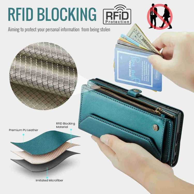 For Samsung Galaxy S23 Ultra 5G CaseMe C36 Card Slots Zipper Wallet RFID Anti-theft Leather Phone Case