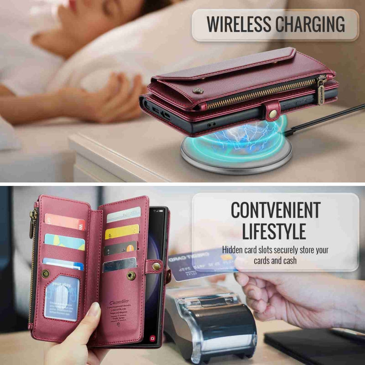 For Samsung Galaxy S23 Ultra 5G CaseMe C36 Card Slots Zipper Wallet RFID Anti-theft Leather Phone Case