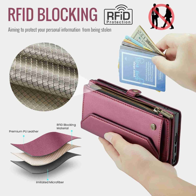 For Samsung Galaxy S23 Ultra 5G CaseMe C36 Card Slots Zipper Wallet RFID Anti-theft Leather Phone Case