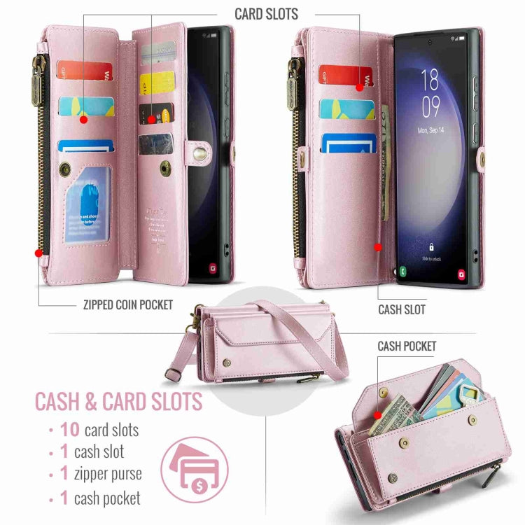 For Samsung Galaxy S23 Ultra 5G CaseMe C36 Card Slots Zipper Wallet RFID Anti-theft Leather Phone Case