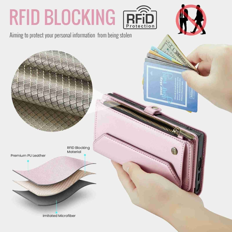 For Samsung Galaxy S23 Ultra 5G CaseMe C36 Card Slots Zipper Wallet RFID Anti-theft Leather Phone Case