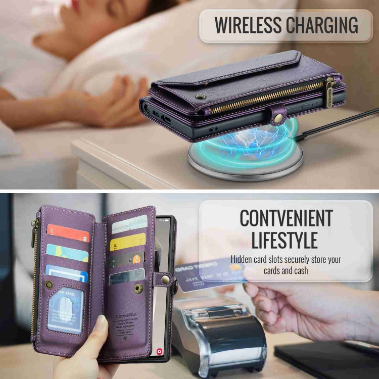 For Samsung Galaxy S24 Ultra 5G CaseMe C36 Card Slots Zipper Wallet RFID Anti-theft Leather Phone Case