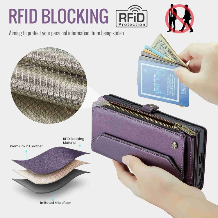 For Samsung Galaxy S24 Ultra 5G CaseMe C36 Card Slots Zipper Wallet RFID Anti-theft Leather Phone Case