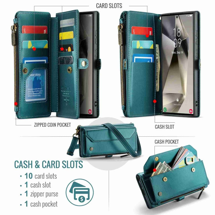 For Samsung Galaxy S24 Ultra 5G CaseMe C36 Card Slots Zipper Wallet RFID Anti-theft Leather Phone Case