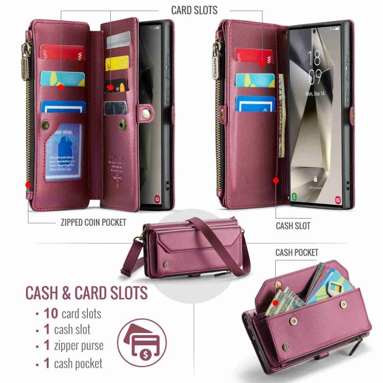 For Samsung Galaxy S24 Ultra 5G CaseMe C36 Card Slots Zipper Wallet RFID Anti-theft Leather Phone Case
