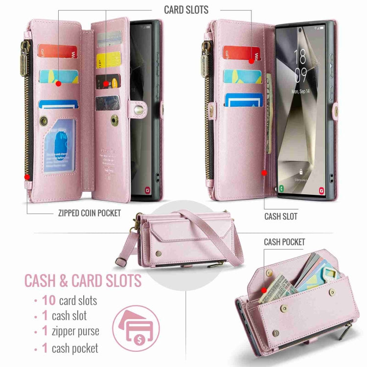 For Samsung Galaxy S24 Ultra 5G CaseMe C36 Card Slots Zipper Wallet RFID Anti-theft Leather Phone Case