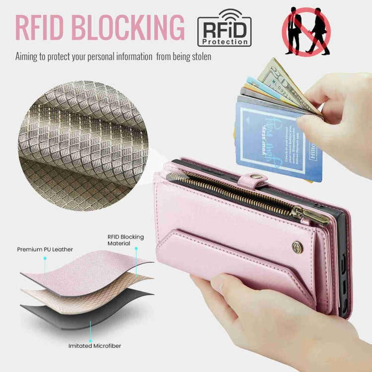 For Samsung Galaxy S24 Ultra 5G CaseMe C36 Card Slots Zipper Wallet RFID Anti-theft Leather Phone Case