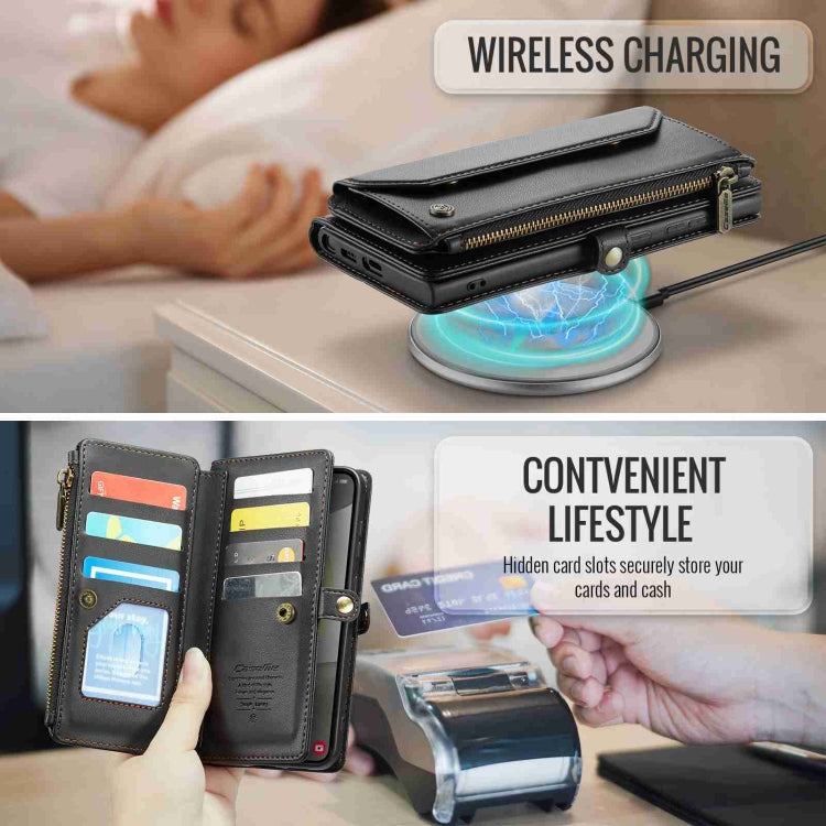 For Samsung Galaxy S24 5G CaseMe C36 Card Slots Zipper Wallet RFID Anti-theft Leather Phone Case