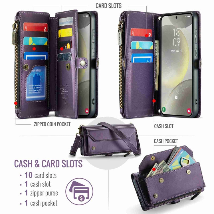 For Samsung Galaxy S24 5G CaseMe C36 Card Slots Zipper Wallet RFID Anti-theft Leather Phone Case