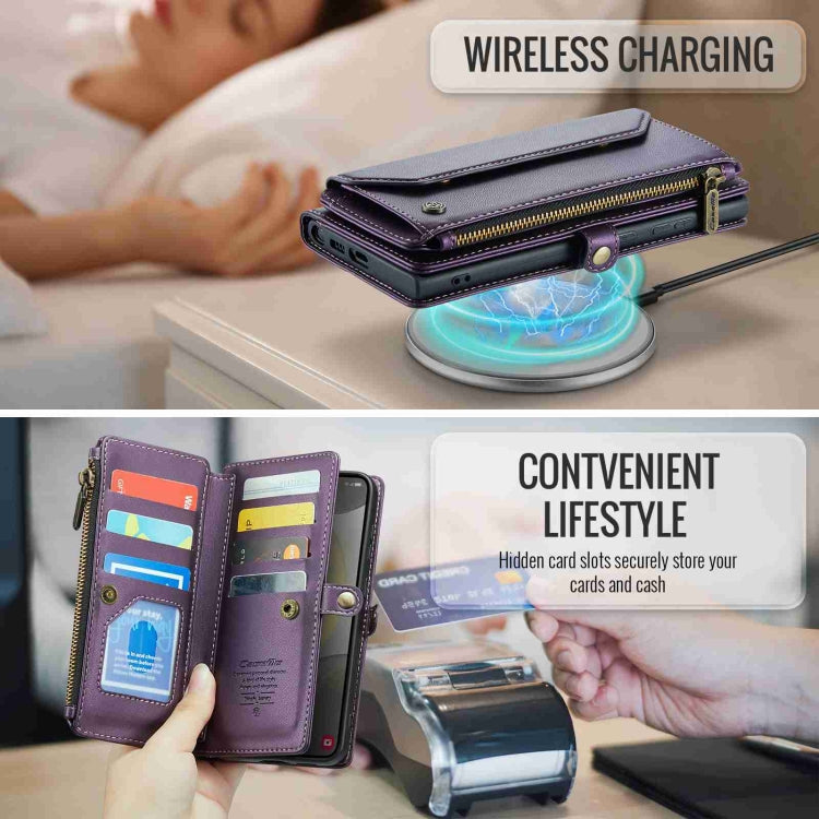 For Samsung Galaxy S24 5G CaseMe C36 Card Slots Zipper Wallet RFID Anti-theft Leather Phone Case