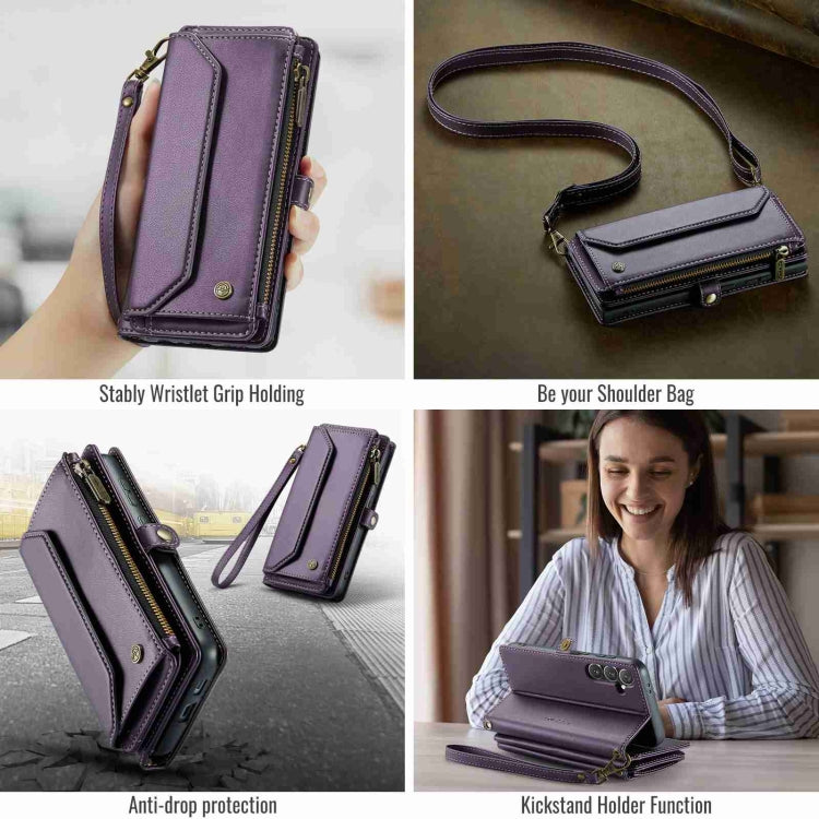 For Samsung Galaxy S24 5G CaseMe C36 Card Slots Zipper Wallet RFID Anti-theft Leather Phone Case
