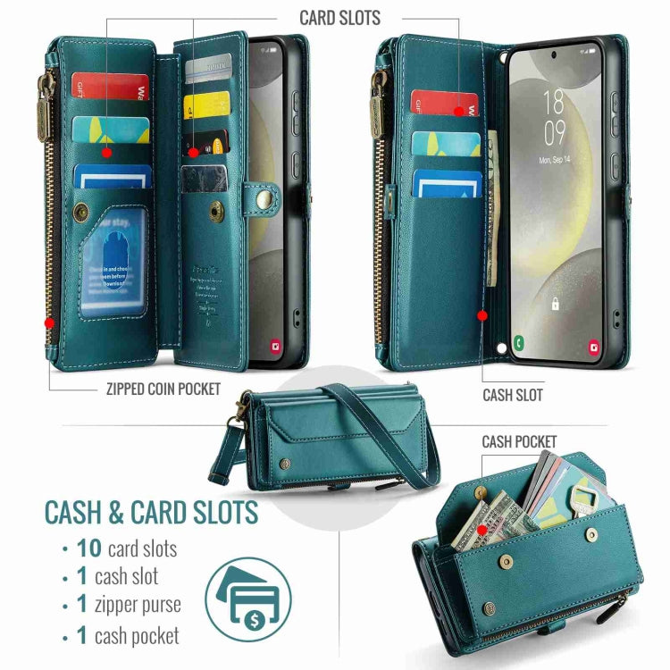 For Samsung Galaxy S24 5G CaseMe C36 Card Slots Zipper Wallet RFID Anti-theft Leather Phone Case
