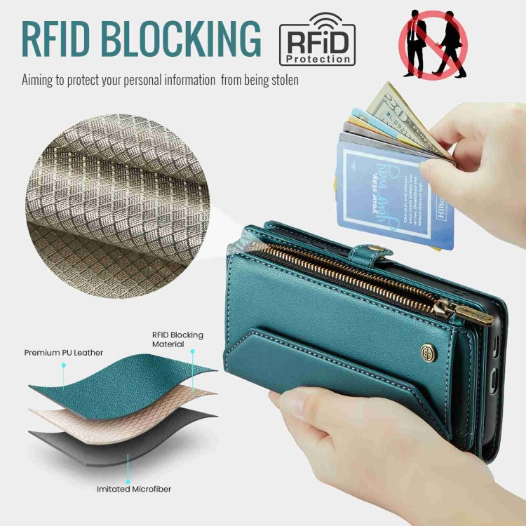 For Samsung Galaxy S24 5G CaseMe C36 Card Slots Zipper Wallet RFID Anti-theft Leather Phone Case