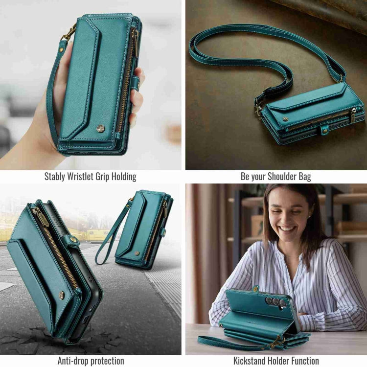 For Samsung Galaxy S24 5G CaseMe C36 Card Slots Zipper Wallet RFID Anti-theft Leather Phone Case