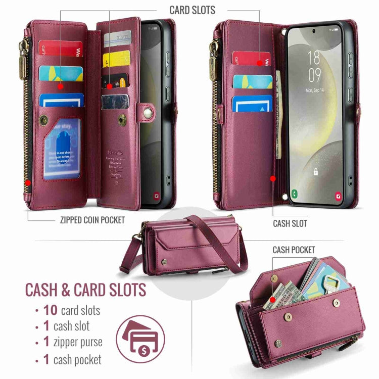 For Samsung Galaxy S24 5G CaseMe C36 Card Slots Zipper Wallet RFID Anti-theft Leather Phone Case