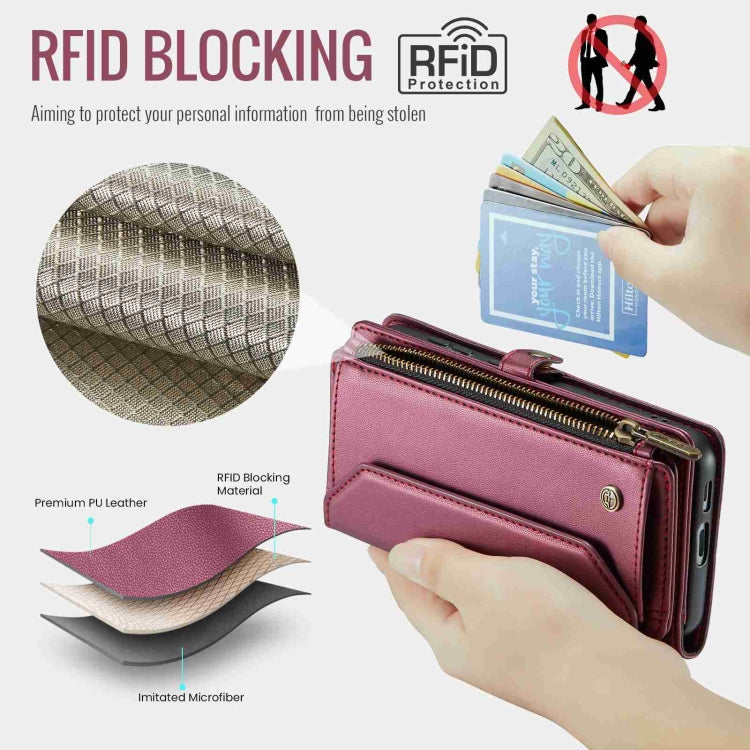 For Samsung Galaxy S24 5G CaseMe C36 Card Slots Zipper Wallet RFID Anti-theft Leather Phone Case