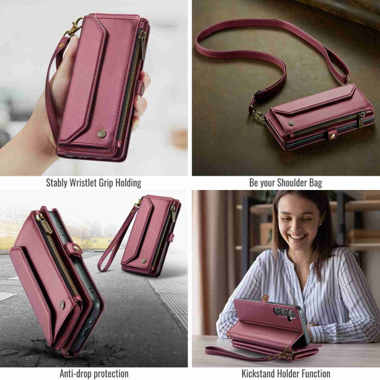 For Samsung Galaxy S24 5G CaseMe C36 Card Slots Zipper Wallet RFID Anti-theft Leather Phone Case