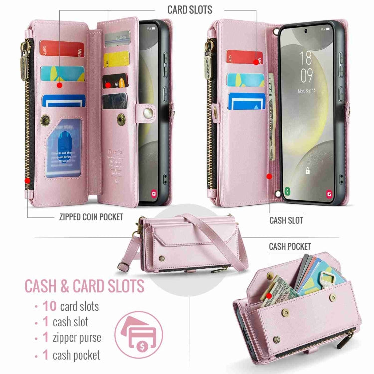 For Samsung Galaxy S24 5G CaseMe C36 Card Slots Zipper Wallet RFID Anti-theft Leather Phone Case