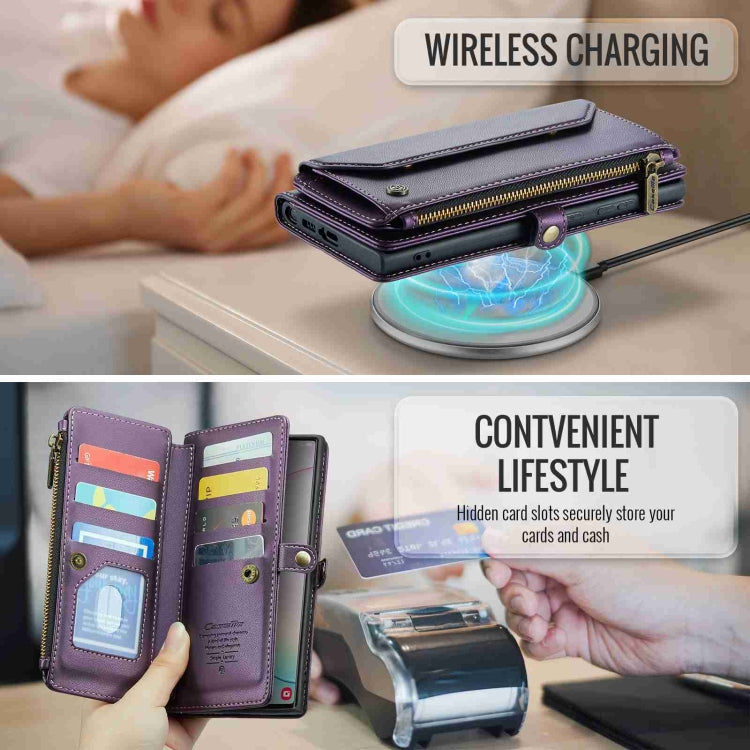 For Samsung Galaxy Note10+ CaseMe C36 Card Slots Zipper Wallet RFID Anti-theft Leather Phone Case