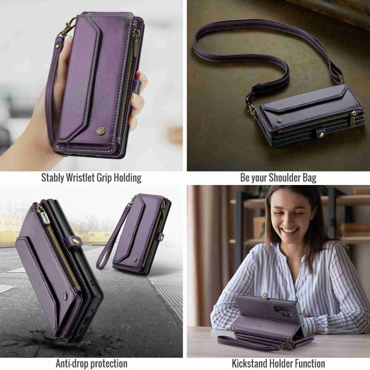 For Samsung Galaxy Note10+ CaseMe C36 Card Slots Zipper Wallet RFID Anti-theft Leather Phone Case