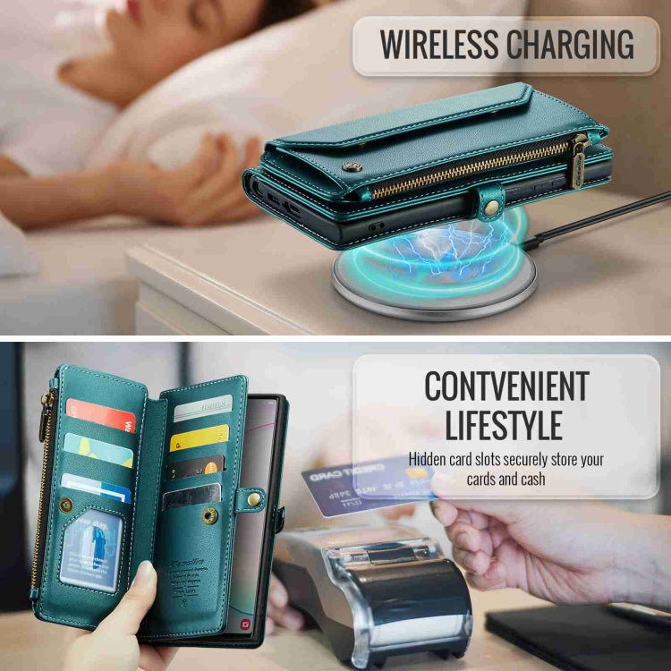 For Samsung Galaxy Note10+ CaseMe C36 Card Slots Zipper Wallet RFID Anti-theft Leather Phone Case