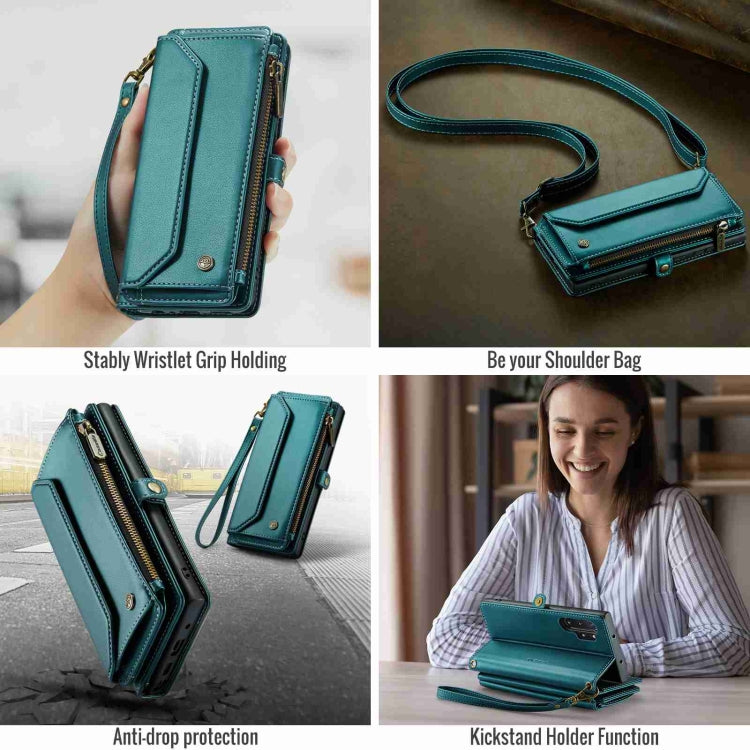 For Samsung Galaxy Note10+ CaseMe C36 Card Slots Zipper Wallet RFID Anti-theft Leather Phone Case