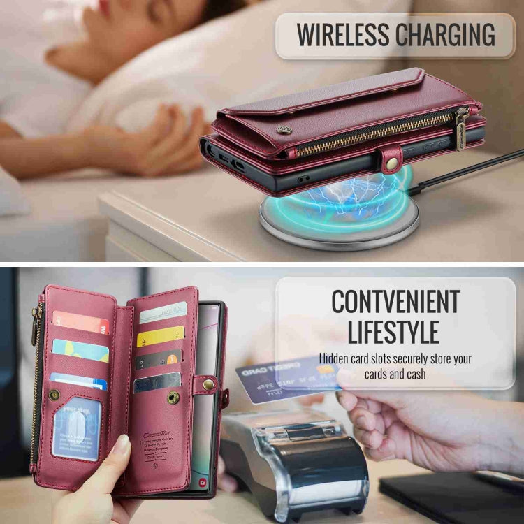For Samsung Galaxy Note10+ CaseMe C36 Card Slots Zipper Wallet RFID Anti-theft Leather Phone Case