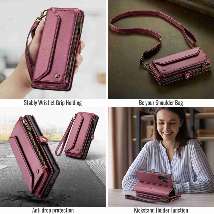For Samsung Galaxy Note10+ CaseMe C36 Card Slots Zipper Wallet RFID Anti-theft Leather Phone Case