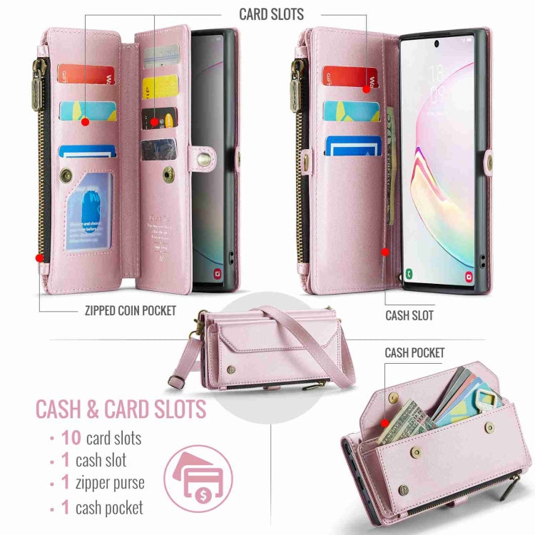For Samsung Galaxy Note10+ CaseMe C36 Card Slots Zipper Wallet RFID Anti-theft Leather Phone Case