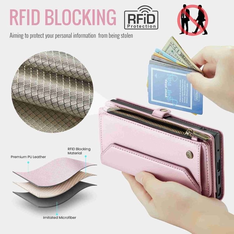 For Samsung Galaxy Note10+ CaseMe C36 Card Slots Zipper Wallet RFID Anti-theft Leather Phone Case