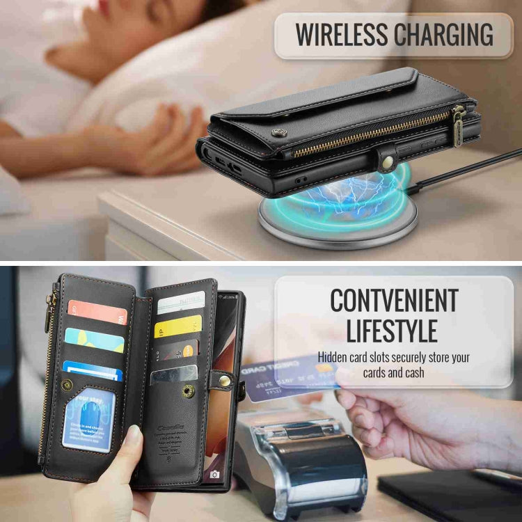 For Samsung Galaxy Note20 Ultra CaseMe C36 Card Slots Zipper Wallet RFID Anti-theft Leather Phone Case