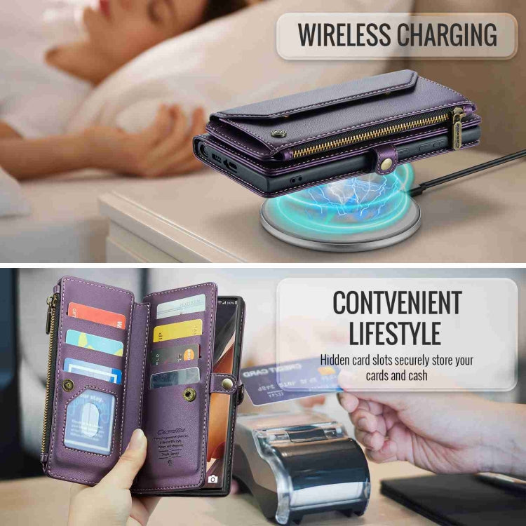 For Samsung Galaxy Note20 Ultra CaseMe C36 Card Slots Zipper Wallet RFID Anti-theft Leather Phone Case