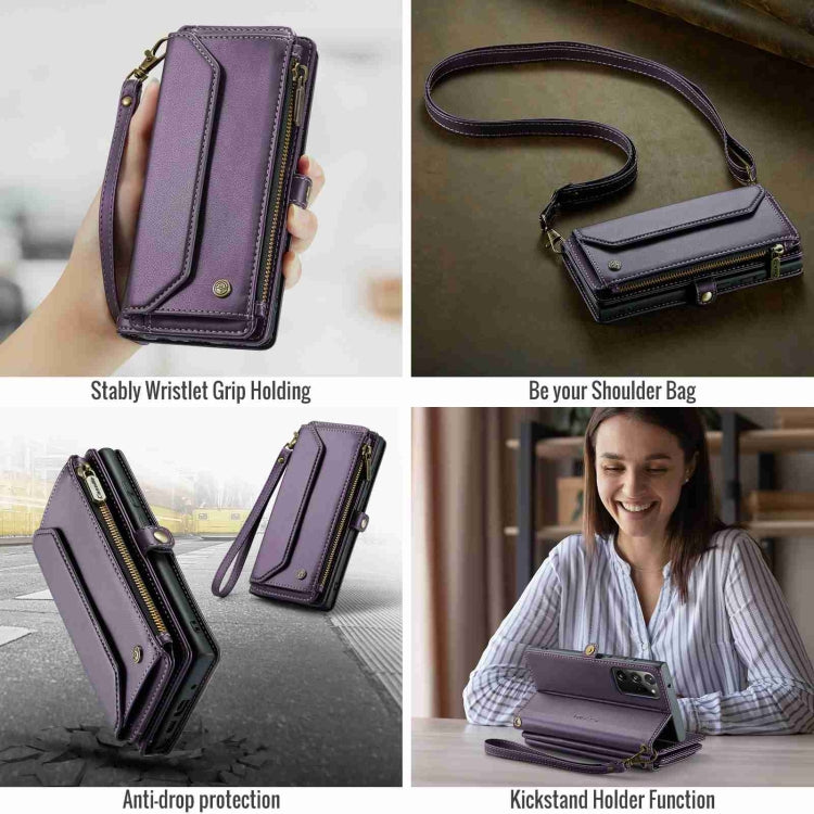 For Samsung Galaxy Note20 Ultra CaseMe C36 Card Slots Zipper Wallet RFID Anti-theft Leather Phone Case