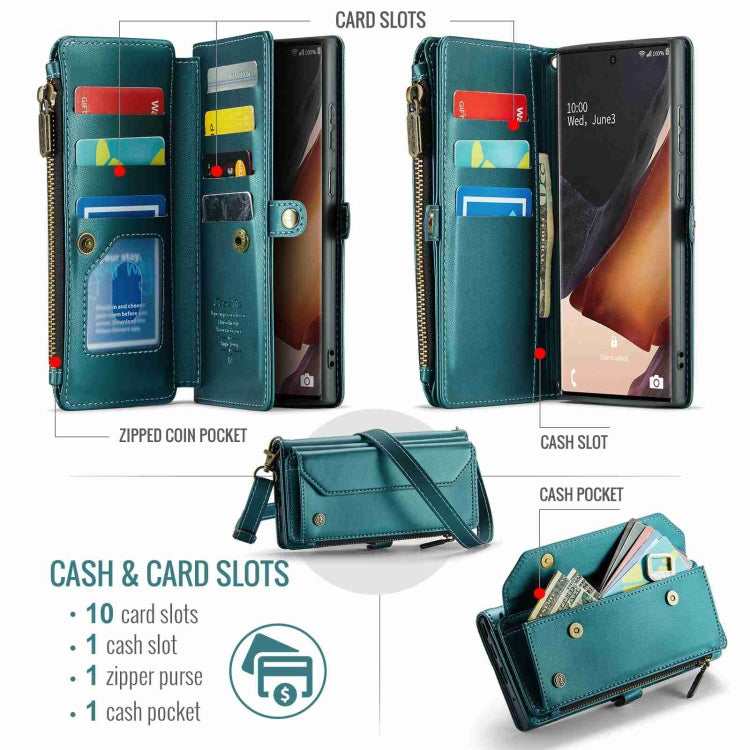 For Samsung Galaxy Note20 Ultra CaseMe C36 Card Slots Zipper Wallet RFID Anti-theft Leather Phone Case
