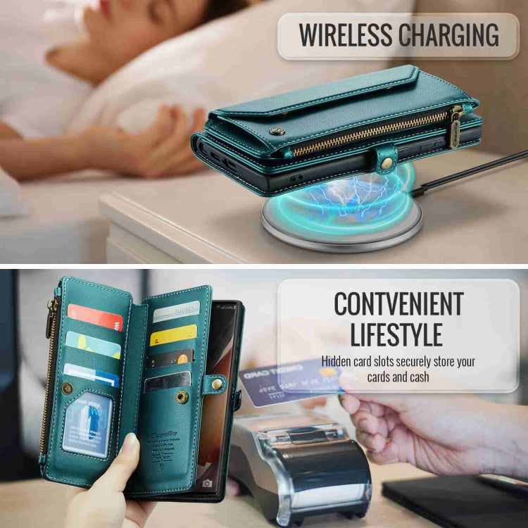 For Samsung Galaxy Note20 Ultra CaseMe C36 Card Slots Zipper Wallet RFID Anti-theft Leather Phone Case