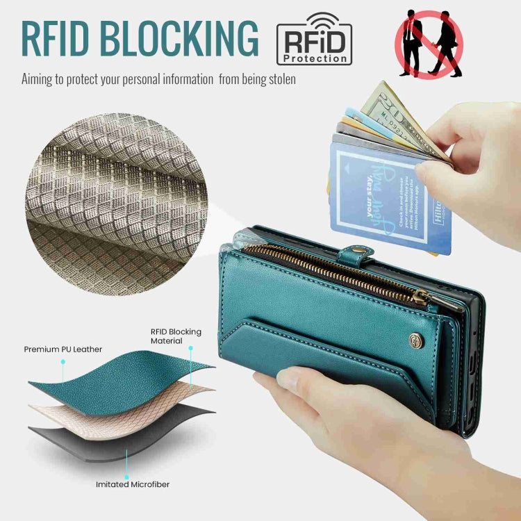 For Samsung Galaxy Note20 Ultra CaseMe C36 Card Slots Zipper Wallet RFID Anti-theft Leather Phone Case