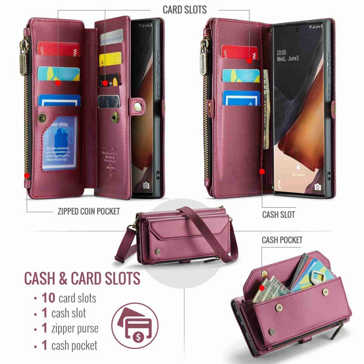 For Samsung Galaxy Note20 Ultra CaseMe C36 Card Slots Zipper Wallet RFID Anti-theft Leather Phone Case
