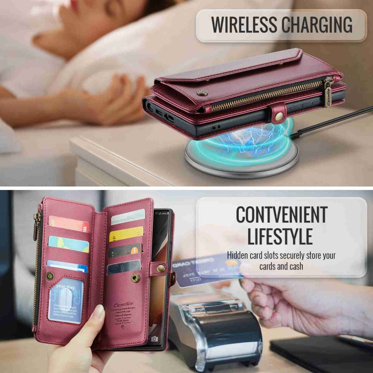 For Samsung Galaxy Note20 Ultra CaseMe C36 Card Slots Zipper Wallet RFID Anti-theft Leather Phone Case