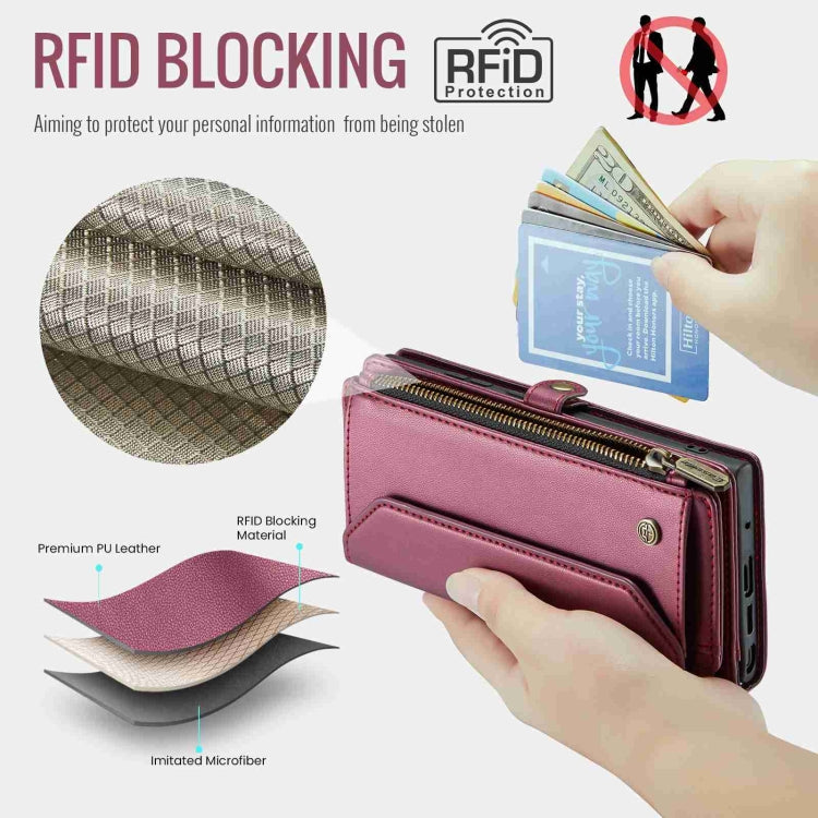 For Samsung Galaxy Note20 Ultra CaseMe C36 Card Slots Zipper Wallet RFID Anti-theft Leather Phone Case