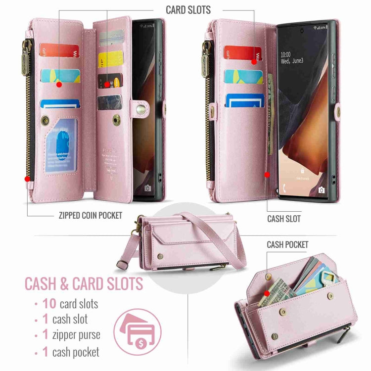 For Samsung Galaxy Note20 Ultra CaseMe C36 Card Slots Zipper Wallet RFID Anti-theft Leather Phone Case