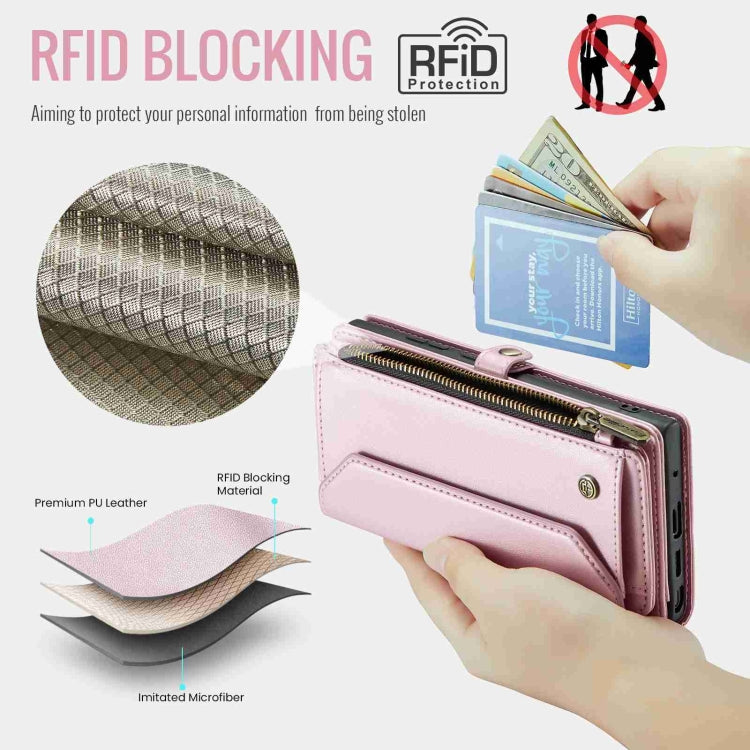 For Samsung Galaxy Note20 Ultra CaseMe C36 Card Slots Zipper Wallet RFID Anti-theft Leather Phone Case