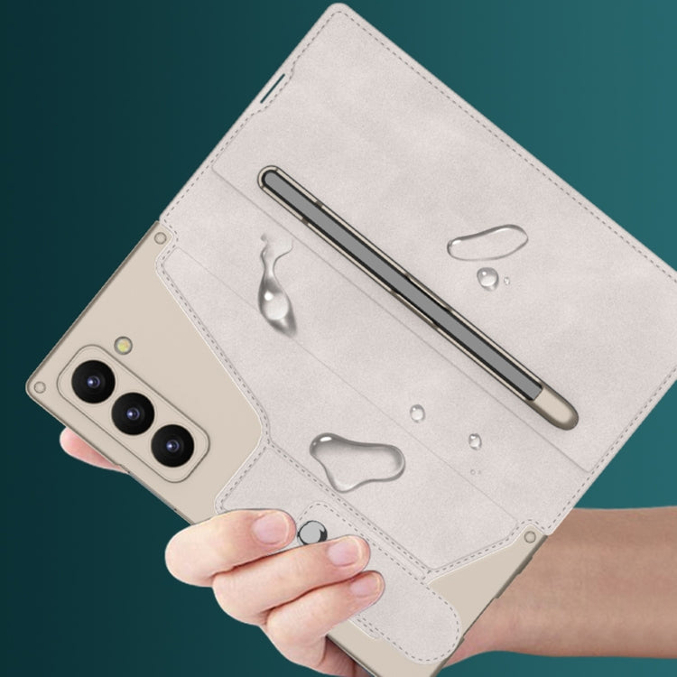 For Samsung Galaxy Z Fold6 GKK Integrated Armor Flip Leather Case with Pen Slot, Stylus Not Included