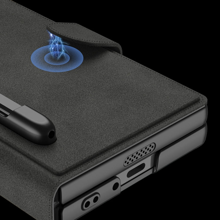 For Samsung Galaxy Z Fold6 GKK Integrated Armor Flip Leather Case with Pen Slot, Stylus Not Included