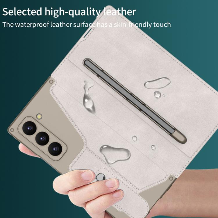 For Samsung Galaxy Z Fold7 5G GKK Integrated Armor Flip Leather Case with Pen Slot, Stylus Not Included