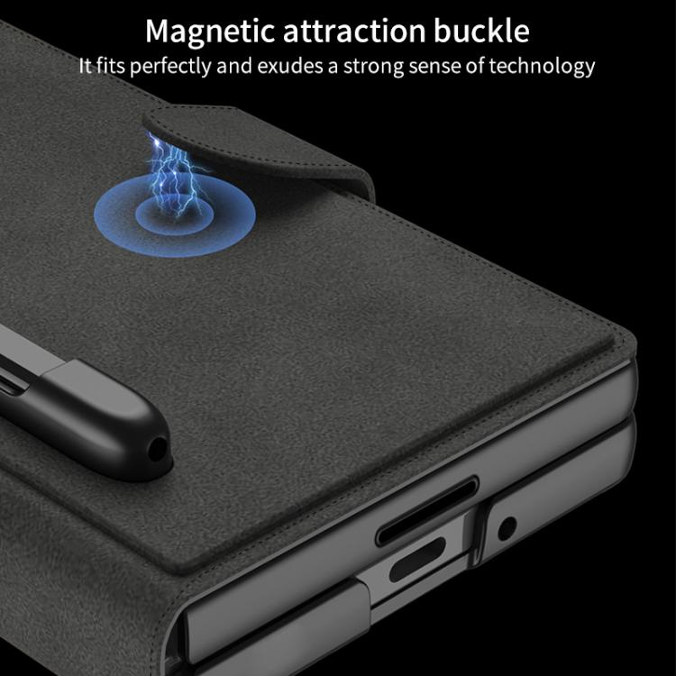 For Samsung Galaxy Z Fold7 5G GKK Integrated Armor Flip Leather Case with Pen Slot, Stylus Not Included