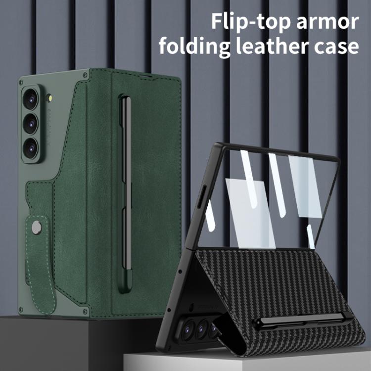For Samsung Galaxy Z Fold7 5G GKK Integrated Armor Flip Leather Case with Pen Slot, Stylus Not Included